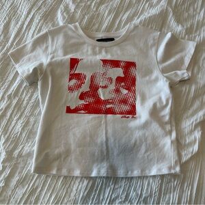 white graphic baby t